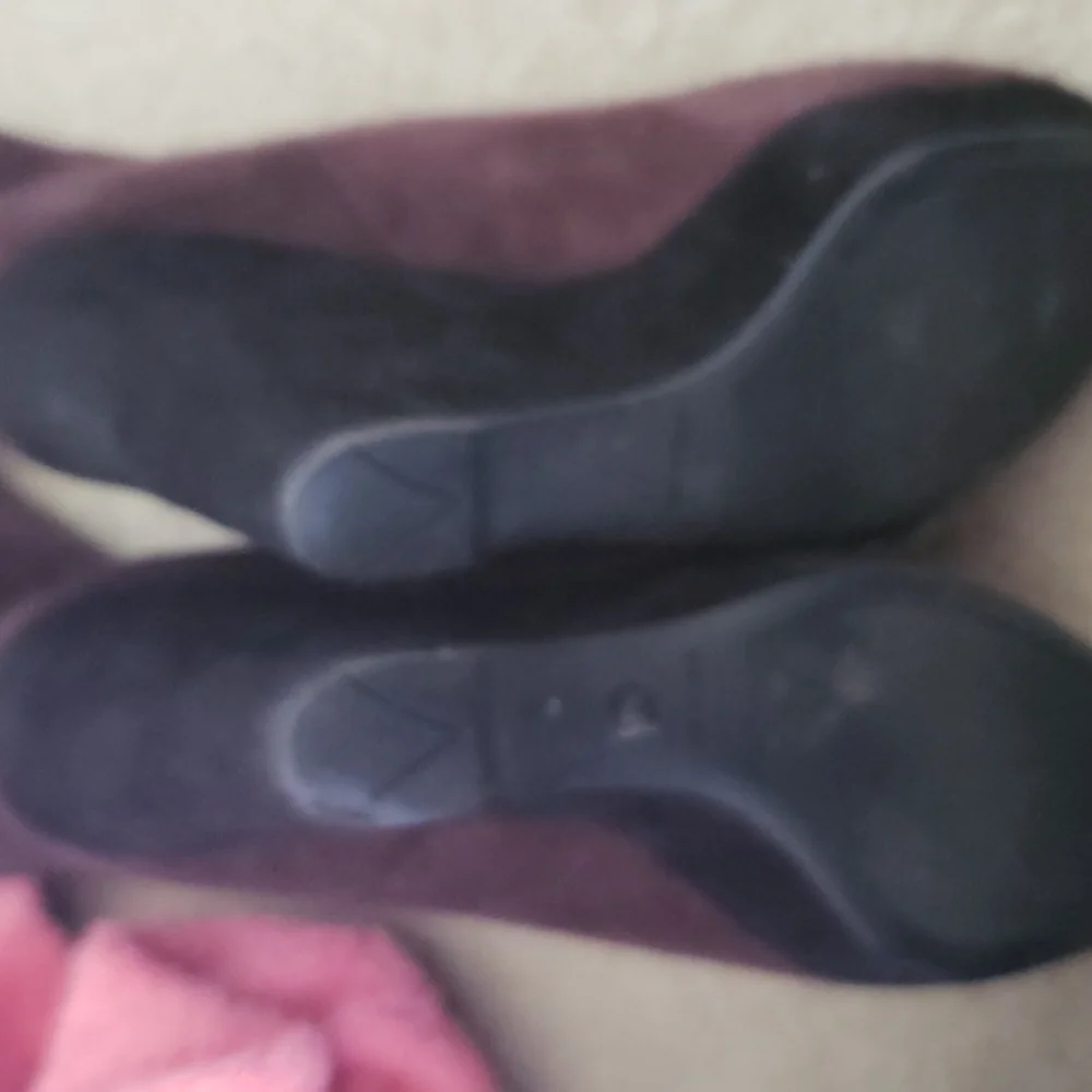 Prada Brown Suede Black Wedge Silver Buckle (just) below Knee Boots size 39.5 - Picture 4 of 6